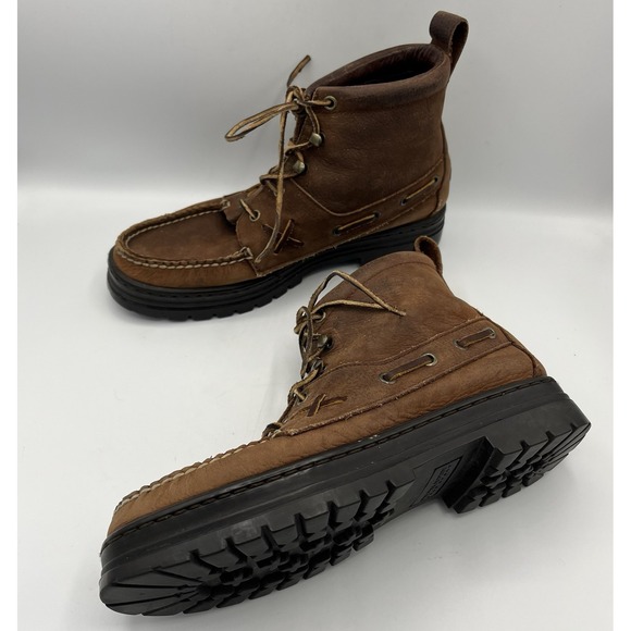 Vintage Ralph Lauren Polo Sport Boots Womens 7‎ Brown Country Ranger Moc Leather - Picture 16 of 16